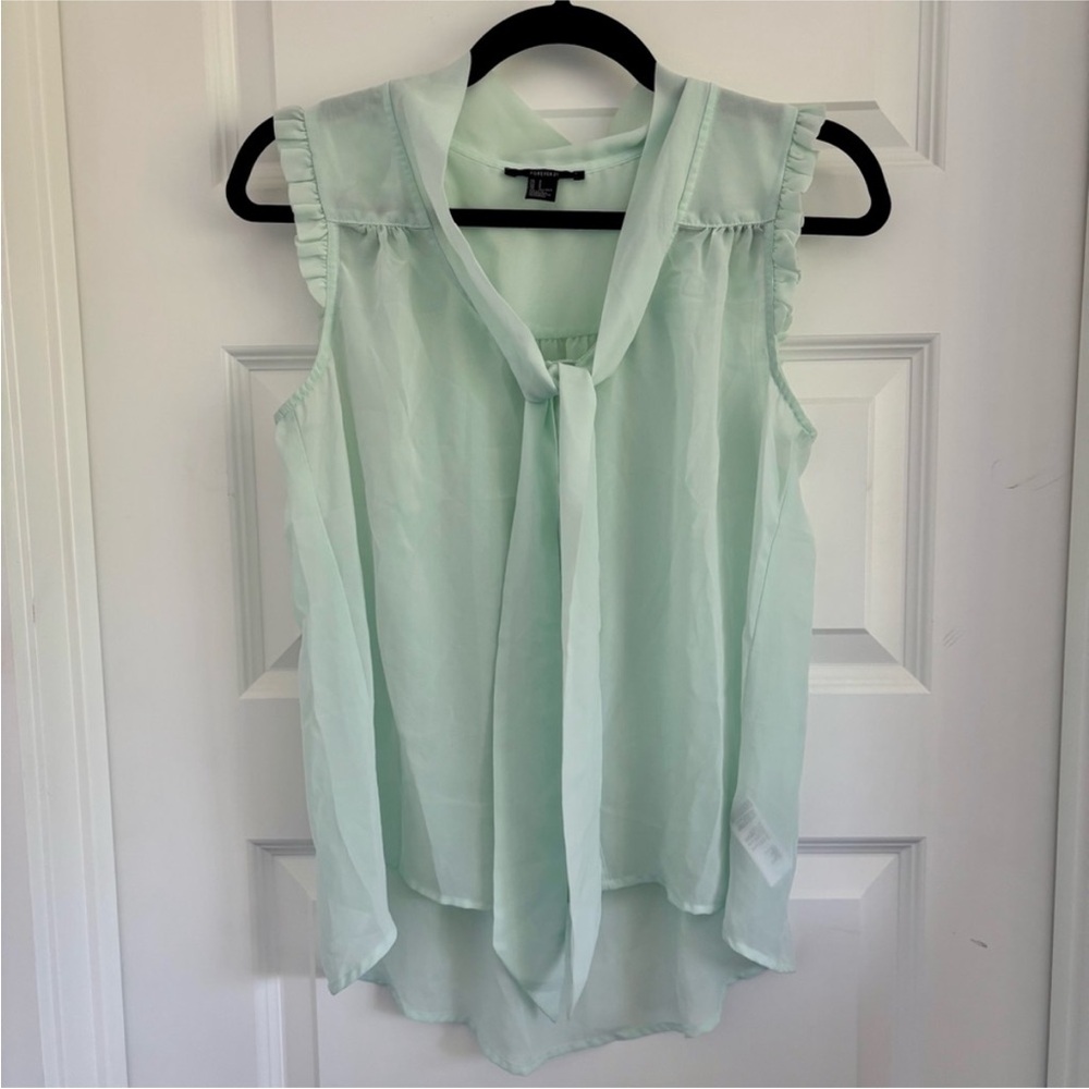 Forever 21 Mint Tie-Neck Sleeveless Blouse